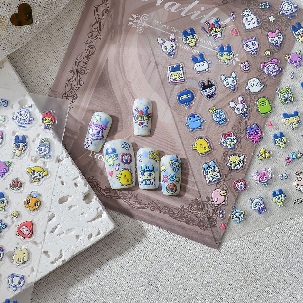 3D Printing Nails - Tamagotchi Cartoon 3D Embossed Relief Nail