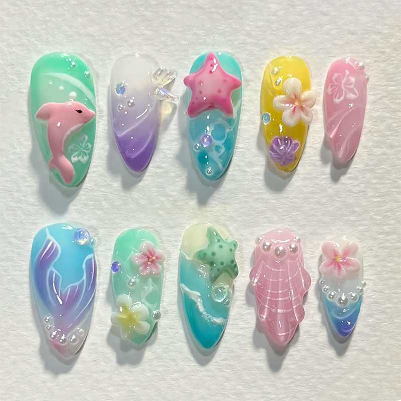 30pcs Summer Press on Nails 3D - 3D Printing Nails 评论和价格