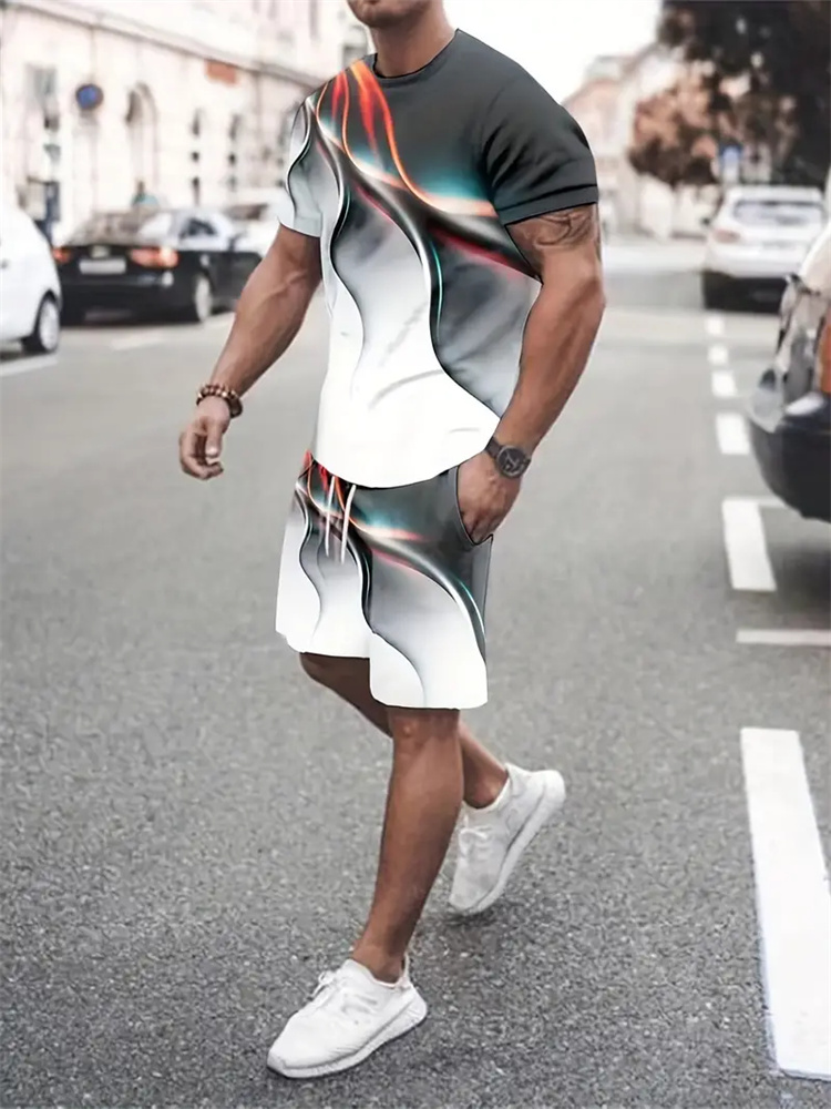 Men Women Gradient Texture T-s - 3D Printing Jersey 评论和价格