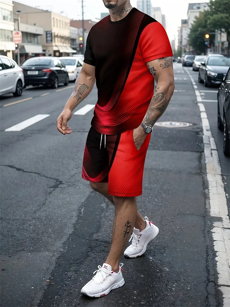 Men Women Gradient Texture T-s - 3D Printing Jersey 评论和价格