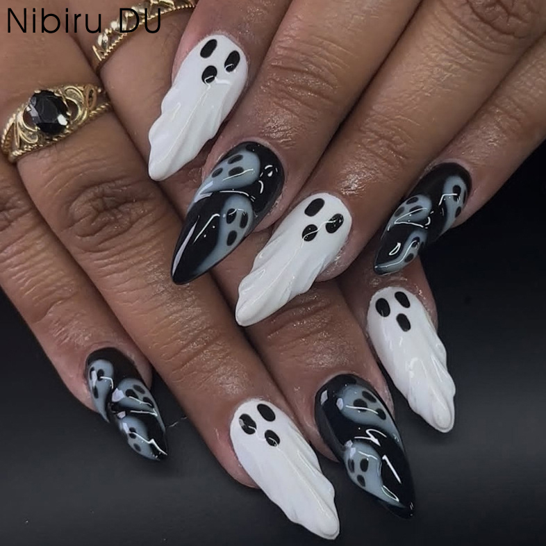30pcs 2025 Halloween Almond Sh - 3D Printing Nails 评论和价格