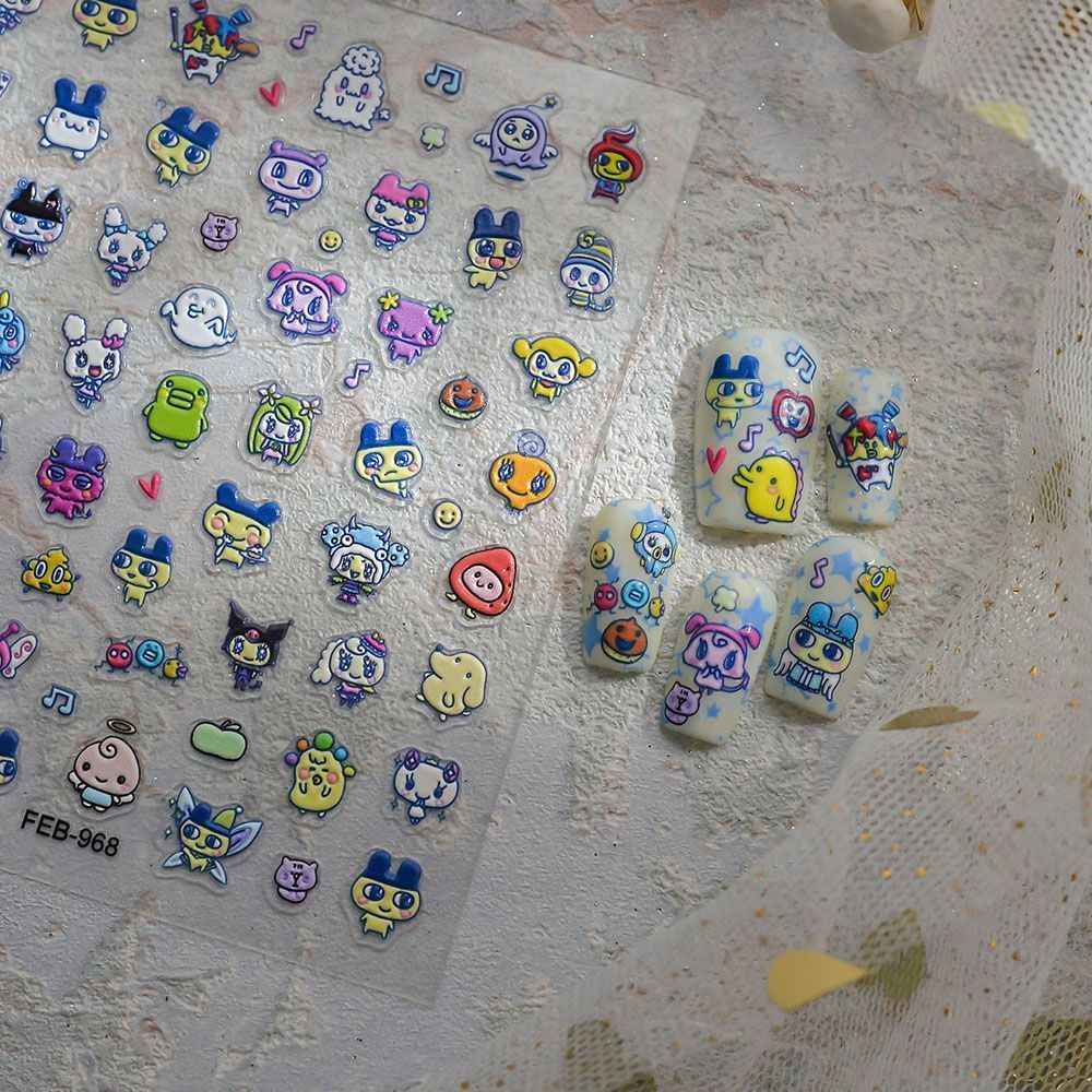 Tamagotchi Cartoon 3D Embossed - 3D Printing Nails 评论和价格