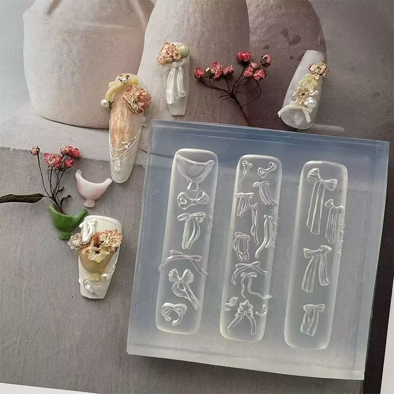 1Pcs 3D Silicone Nail Mold Bow - 3D Printing Nails 评论和价格