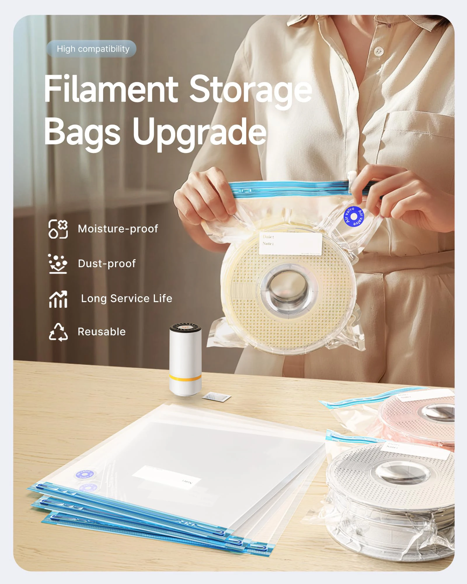 3D Printer Filament Vacuum Bag - 3D Printing Website 评论和价格