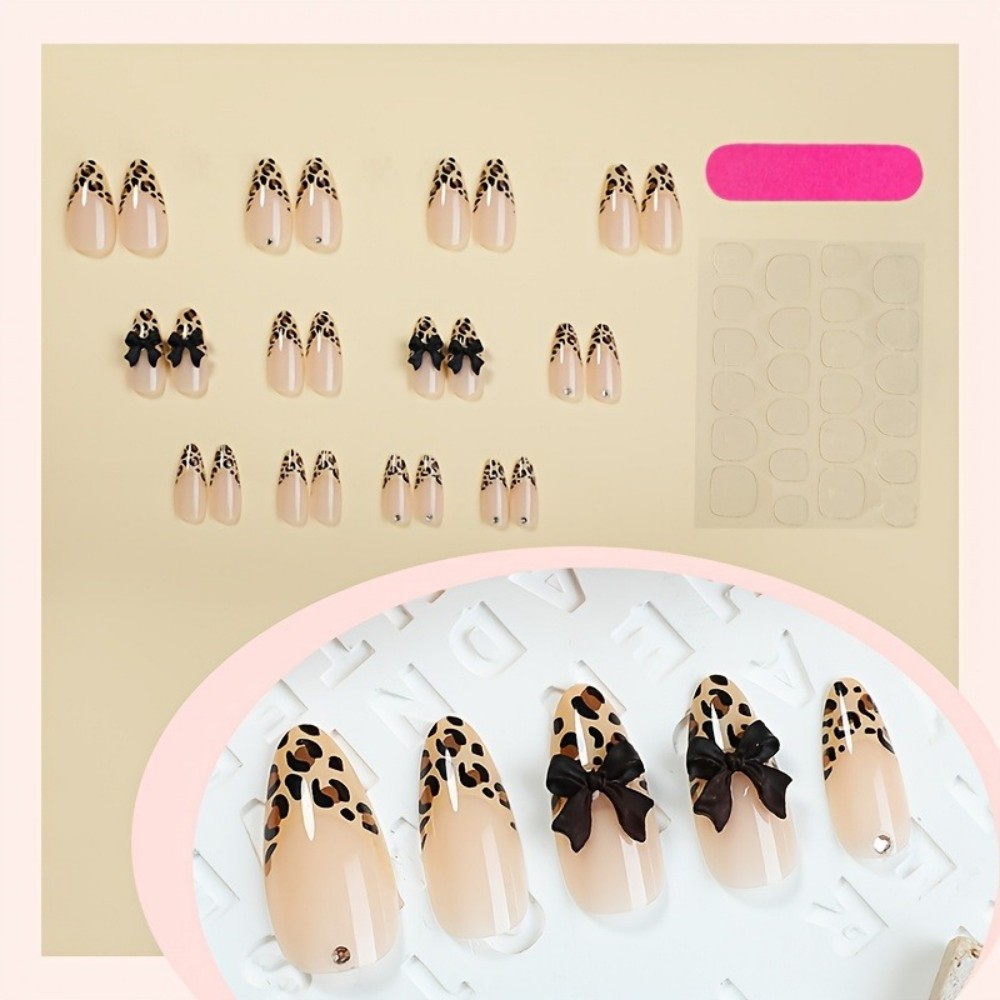 24pcs French Almond Press on N - 3D Printing Nails 评论和价格